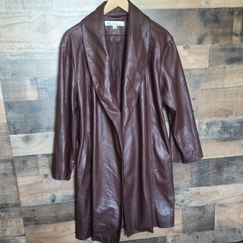 Kenneth Cole New York Dark Brown Faux Leather Jacket Sz Med Women